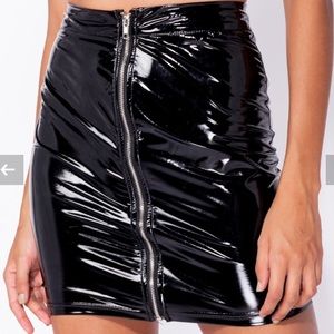 Goth Vinyl patent leather Mini skirt full zipper